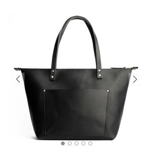 Portland Leather Black Oversized Zippered Tote Bag NEW